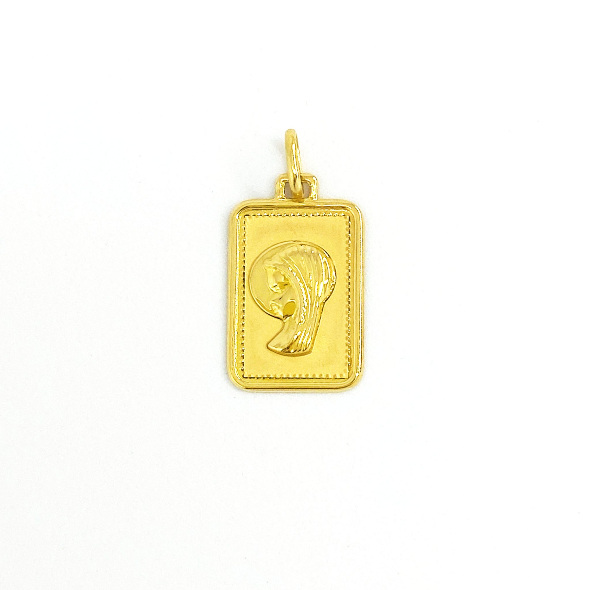 Medalla rectangular Oro virgen niña