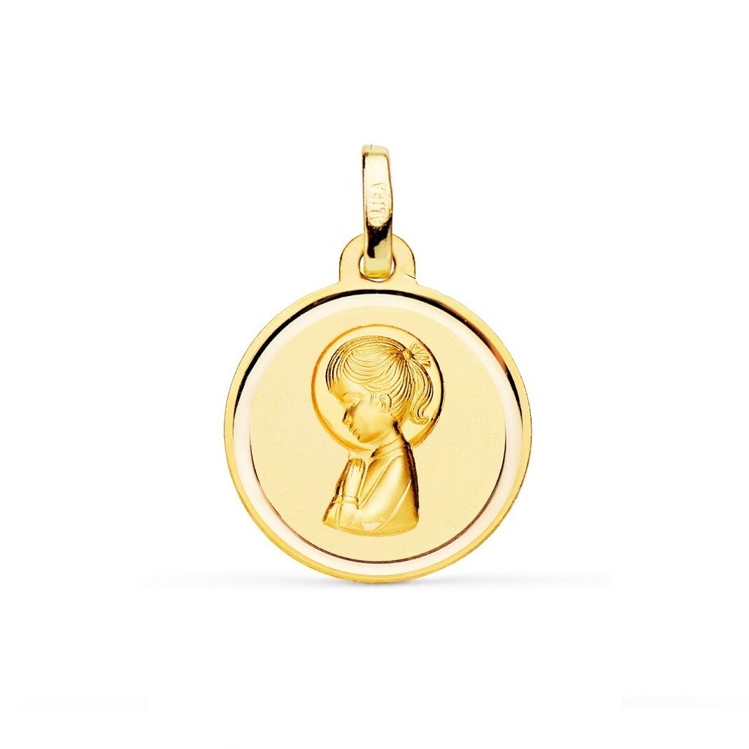 Medalla 16 Oro virgen niña