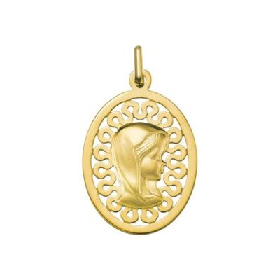 Medalla Oval Calada Oro Virgen