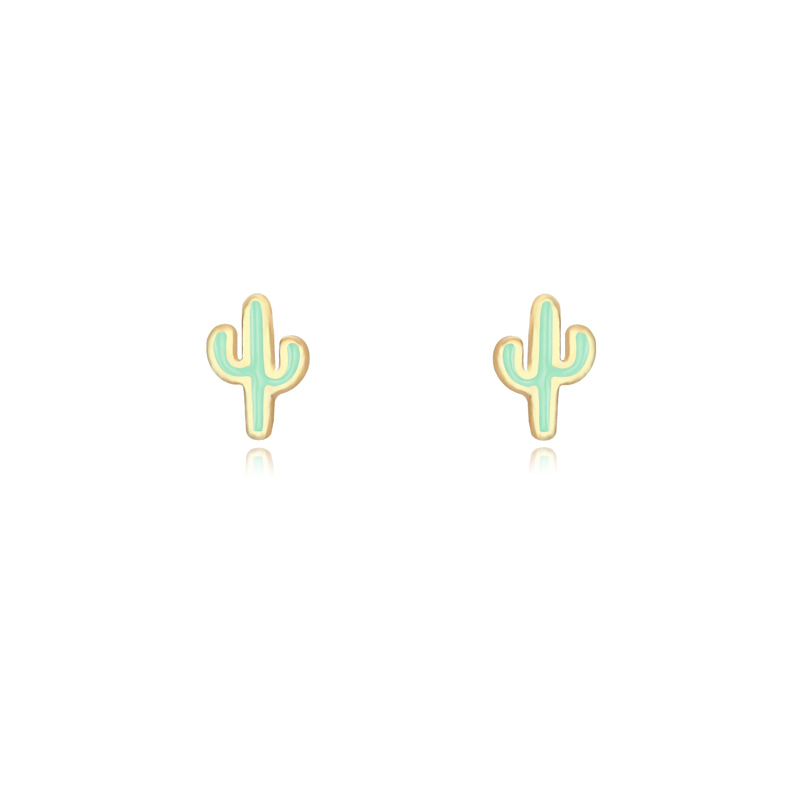 Pendientes cactus esmalte verde plata dorada